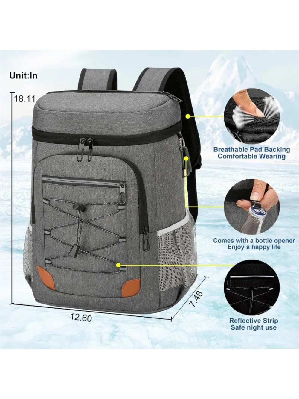 Insulated Backpack Cooler, Leakproof Soft Cooler for Camping & Hiking Adventures